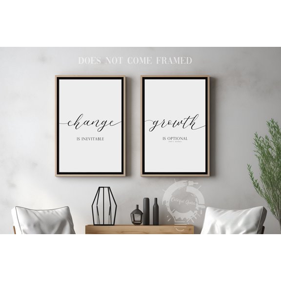Change is Inevitable Growth is Optional Motivational Quote Poster Prints Set 2