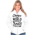 thumbnail image 1 of Change the World One Smile at a Time Womens Plus Size Graphic Zipper Hoodie Brisco Brands 2X, 1 of 5