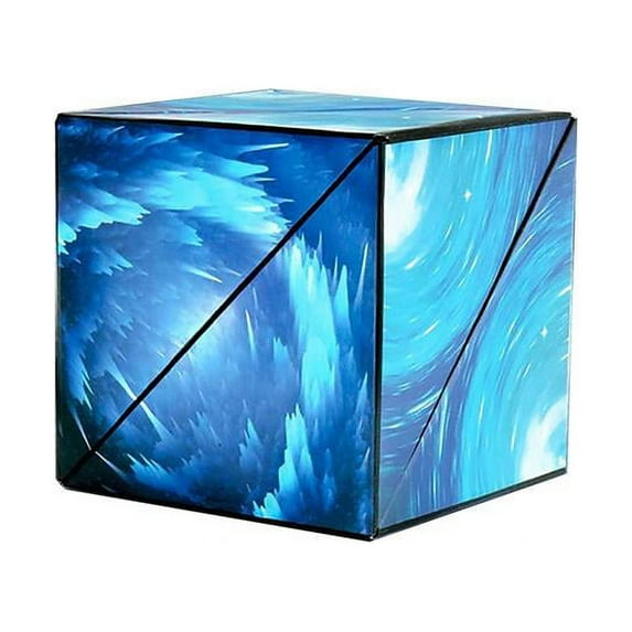 Changeable Magnetic Magic Cube, Shape Shifting Box Fidget Toy, Galactic Blue Version