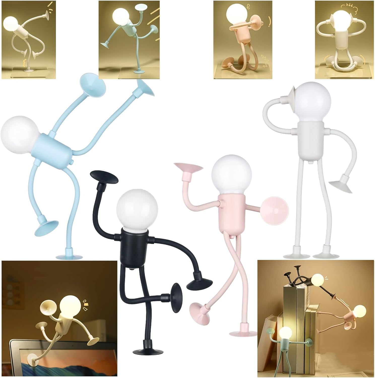 Changeable Shape Fun Sportsman Decorative Night Light, Bendable Mini Table Top Light, Suitable for Multiple Rooms (4 Color Mixes)