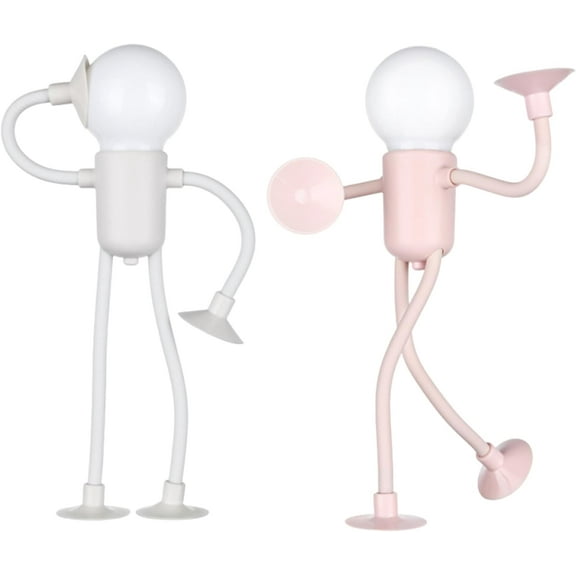 Changeable Shape Funny Sportsman Night Light, DIY Bendable Mini Night Lamp with Suction Cup, Adjustable Shape Decorative Light for Bedroom Bathroom Desk and Home Decor (4 pcs)