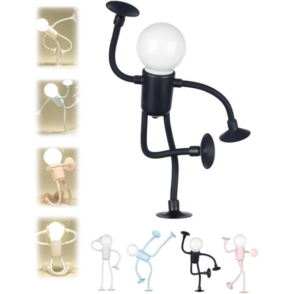 Changeable Shape Funny Sportsman Night Light, DIY Cute Light Bulb Man Mini Night Light, Suction Cup Bendable Mini Decorative Table Top Lamp, Christmas Home Decor for Bedroom Bathroom Corridor