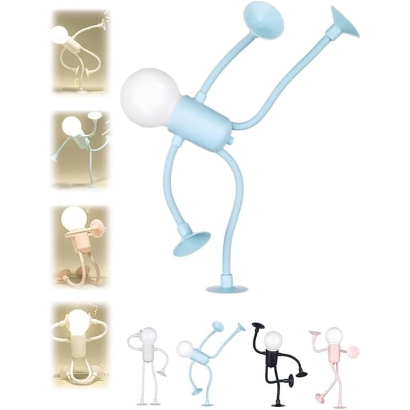 Changeable Shape Funny Sportsman Night Light, DIY Cute Light Bulb Man Mini Night Light, Suction Cup Bendable Mini Decorative Table Top Lamp, Christmas Home Decor for Bedroom Bathroom Corridor