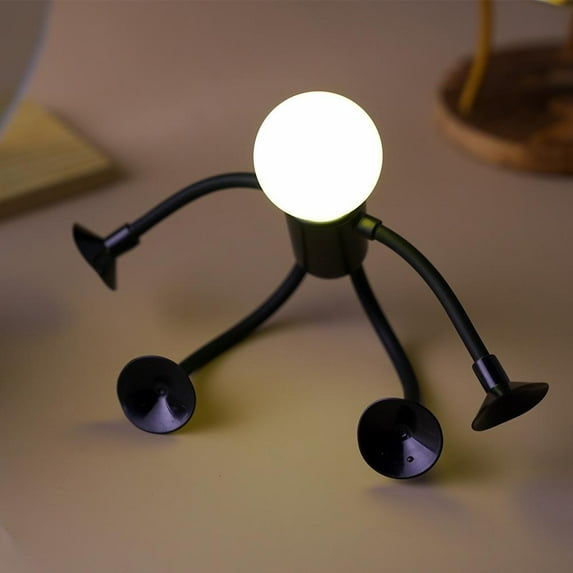 Changeable Shape Funny Sportsman Night Light, Suction Cup Bendable Mini Decorative Night Light, Suitable for Bedroom, Bathroom, Corridor, Kitchen-Black