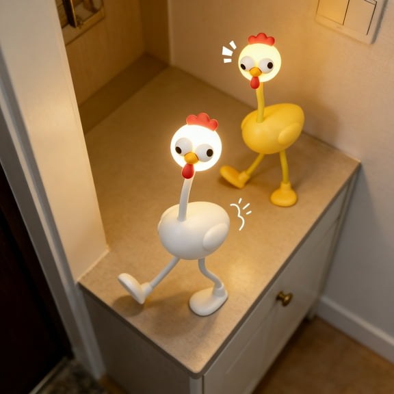 Changeable Shape Night Light, 3-Level Adjustable Brightness, Mini Chicken Design, White Color, 7.2"x2.83" Size, USB Rechargeable, for Home Decor, Christmas, Desk Lamp