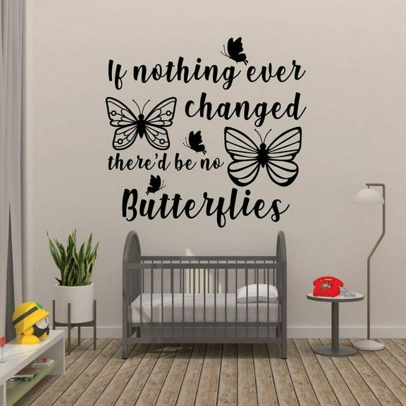 Changed Quote Butterfly Butterflies Silhouette Wall Sticker Art Decal for Girls Boys Kids Room Bedroom Nursery Kindergarten House Fun Home Decor Stickers Wall Art Vinyl Decoration Size (8x10 inch)