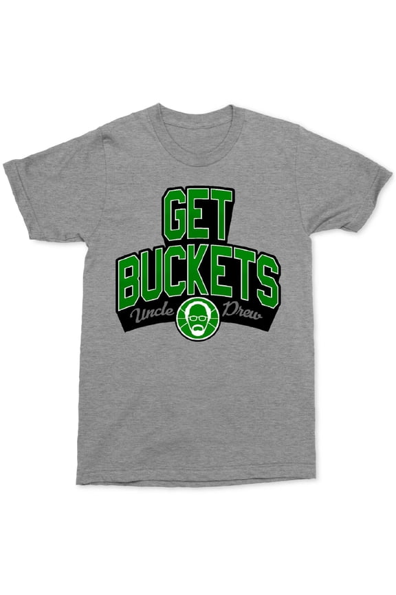 Mens Get Buckets Graphic T-Shirt, Grey, Medium