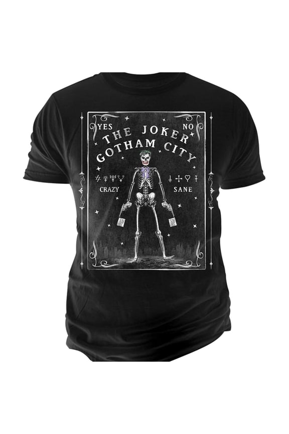 Mens Joker Skeleton Tarot Graphic T-Shirt, Black, Small