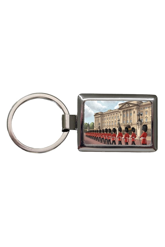 Changing Of The Guard At Buckingham Palace London England Metal Rectangle Keychain
