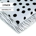 thumbnail image 1 of Changing Pad Cover Set | Cradle Sheet Set 100% Cotton Jersey Knit 2 Pack Black Abstract Stripes and Dots, 1 of 5