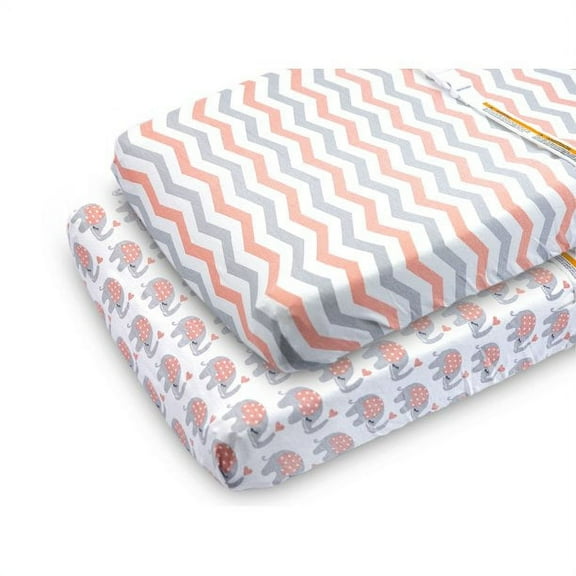 Changing Pad Cover Sheets Set, 2 Pack, Universal Fitted Changing Table Covers for Boys and Girls, Comfortable Cozy Cradle Sheets, Breathable Soft Jersey Cotton, Fitted 32x15x5 Inches Pads