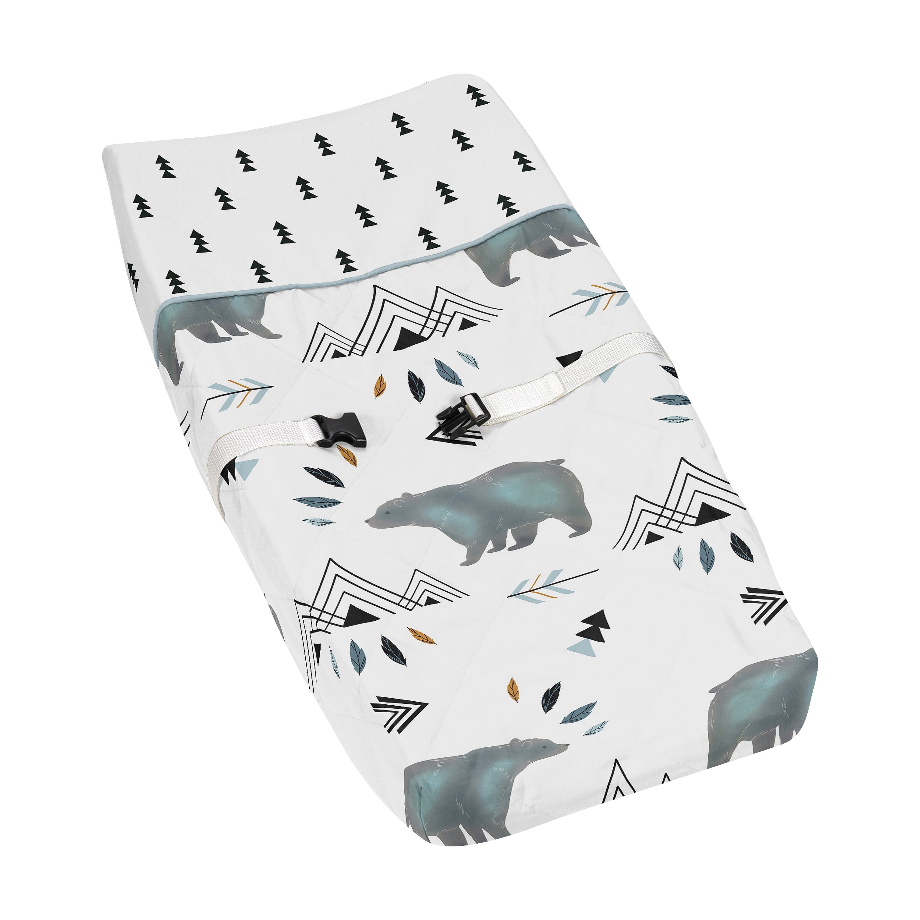 Slate Blue and Black Bear Mountain Changing Pad Cover