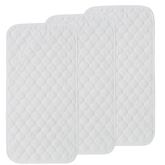 Changing Pad Liners 3 Pack, Waterproof Bamboo Cotton Blend, Soft Absorbent Reusable Liner for Baby Changing Table,White Rectangular