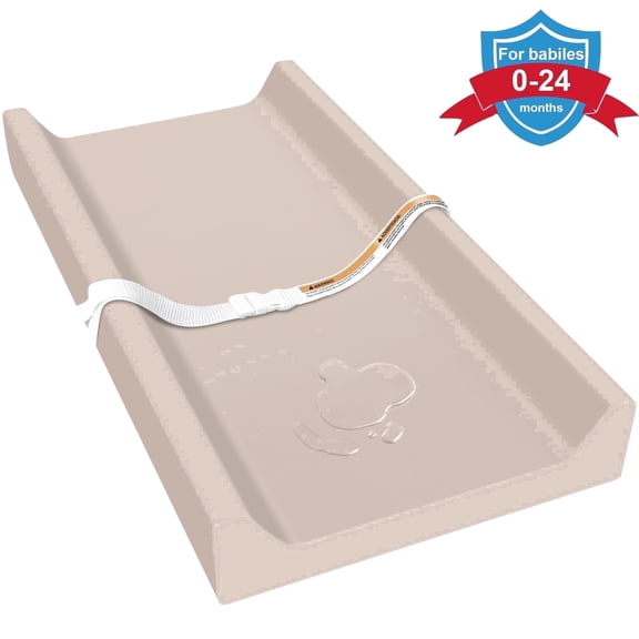 Changing Pad, Qissep Vegan Leather Baby Changing Pad, Waterproof & Wipeable Soft Diaper Changing Pad for Dresser & Table, Khaki, 32 x 16 x 4 inch