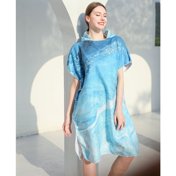 Changing Robe Towel, Surfing cape Diving suit change robe, Poncho Hooded Robe, Quick Dry Lightweight Microfiber Robe for Surfing Swimming and Beach, hooded beach towel