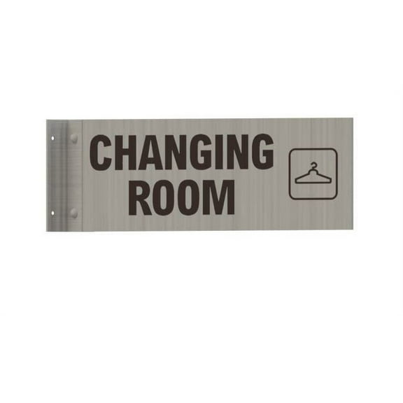 Changing Room Sign -Two-Sided/Double Sided Projecting, Corridor and Hallway Sign (Aluminum, Silver, 4x12 Inch)-The Hallway Line(ref062022)