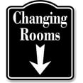 thumbnail image 1 of Changing Rooms Down Arrow BLACK Aluminum Composite Sign, 8.5"x10", 1 of 9
