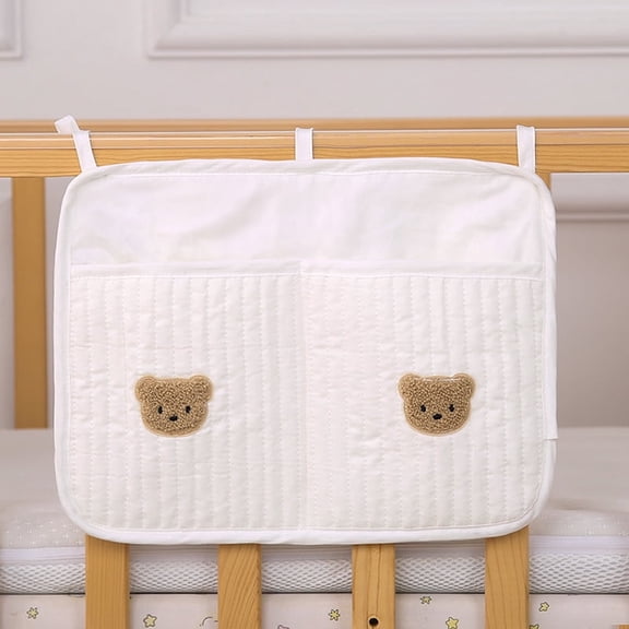 Changing Table Diaper Organizer - 2 Pockets Changing Table Diaper Holder Bag, Storage Bedside Organizer, Bassinet Storage Attachment For Drool Bibs