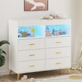 thumbnail image 1 of Changing Table Dresser with Drawers and LED Light, Baby Dresser with Changing Table Top, Power Outlet and Metal Feet, Diaper Changing Station Nursery Organizer for Infants Newborn, White, 1 of 9