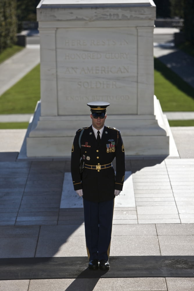 Changing of guard at Arlington National Cemetery Canvas Art - Terry MooreStocktrek Images (23 x 35)