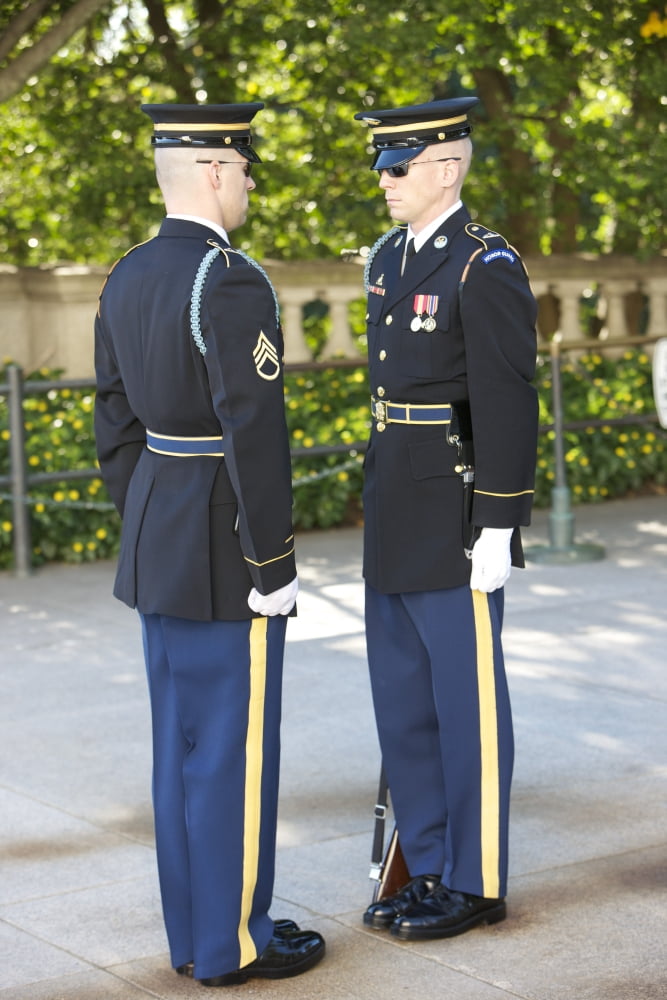Changing of guard at Arlington National Cemetery Canvas Art - Terry MooreStocktrek Images (23 x 35)