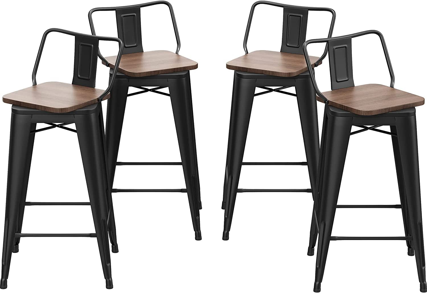 Changjie Furniture 24 Inch Swivel Bar Stools Set of 4 with Backs ...