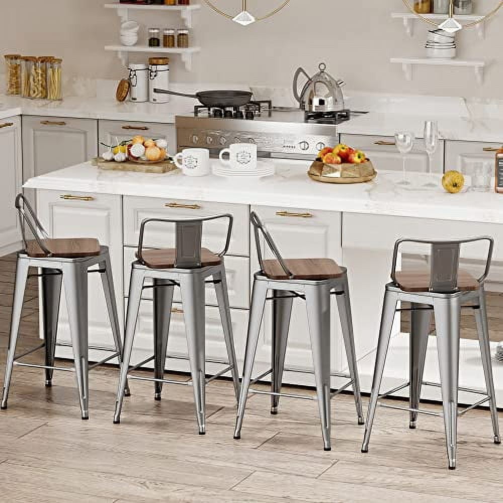 Changjie Furniture 24 Inch Swivel Bar Stools Set of 4 Counter Height ...