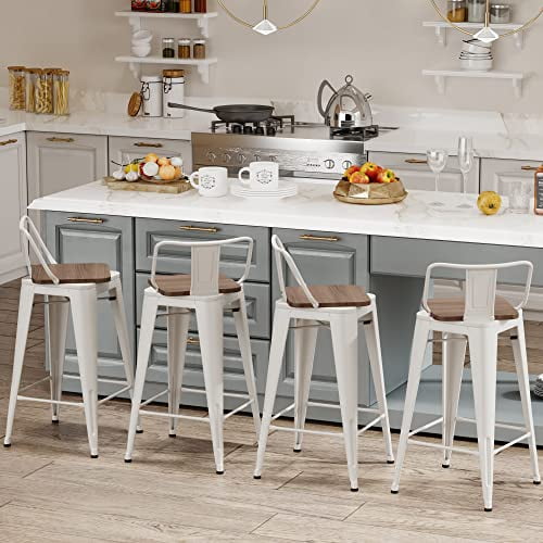 Changjie Furniture 24 Inch Swivel Bar Stools Set of 4 Counter Height ...