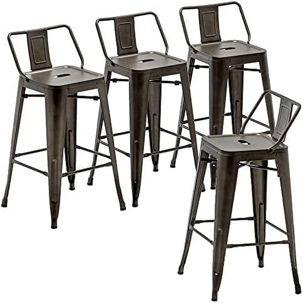 Changjie Metal Barstools Set of 4 Industrial Stools Counter Stools with