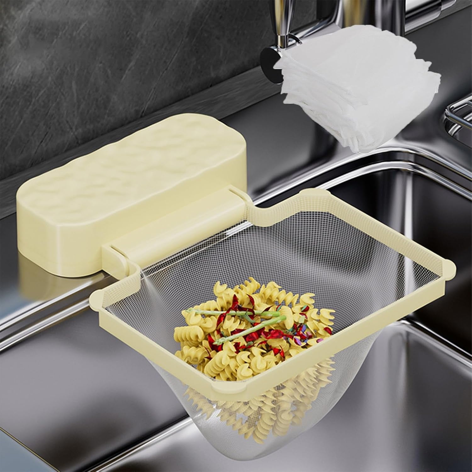 Changmaius Edge-Mounted Sink Drain Strainer | Anti-Rust Foldable Food ...