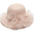 thumbnail image 1 of Changmaius ​Elegant Church Hats for Ladies - 2025 Organza Straw Hat with Detachable Flowers | Wide Brim Sun Protection for Easter, Derby, Bridal Events, 1 of 6