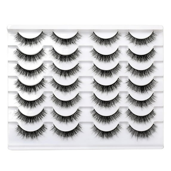 Changmaius False Eyelashes Fluffy Cat Eye Look 8D Crossed Wispy Natural Faux Mink Lashes Fake Eyelashes 7 Pairs Pack