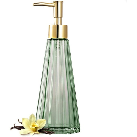 Changmaius Vintage Elegant Glass Soap Dispenser, Liquid Soap/Sanitizer/Shampoo Bottle with Pump, Rustic Farmhouse Decor Hand Soap Dispenser Bathroom Accessories (Brown)