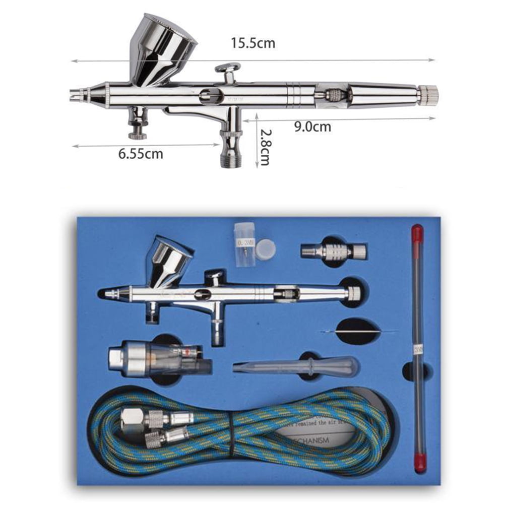 T217A Airbrush Kit With 0.5mm Nozzle & 15CC Cup - Action Trigger, Adjustable Spray For Art, Models, Body Painting