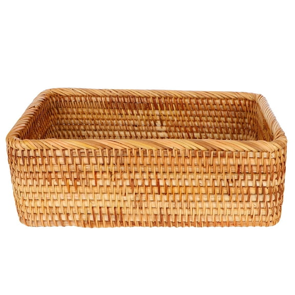 Toyandona 1Pc Light Brown Rattan Woven Storage Basket Lightweight Sundry Organizer for Desktop Storage