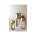 thumbnail image 1 of SET THREE HEXAGON RECYCLED WOOD PLANTERS ON METAL BASES, 1 of 11
