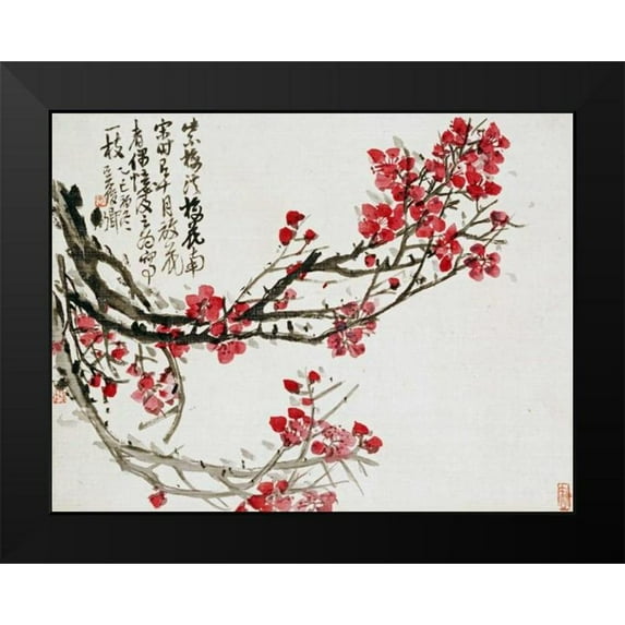 Changshuo, Wu 24x19 Black Modern Framed Museum Art Print Titled - Plum Blossoms