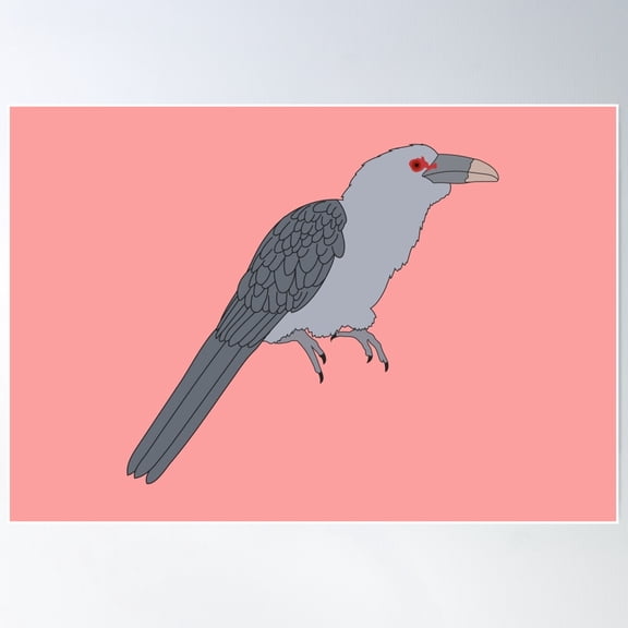 Channel-Billed Cuckoo On Blush Poster Wall Art, Modern Wall Decor For Living Room Bedroom, 12x18 UNFRAMED