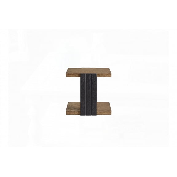 Channel Chairside Table with Elm Veneers - Modern Design and Storage Shelf