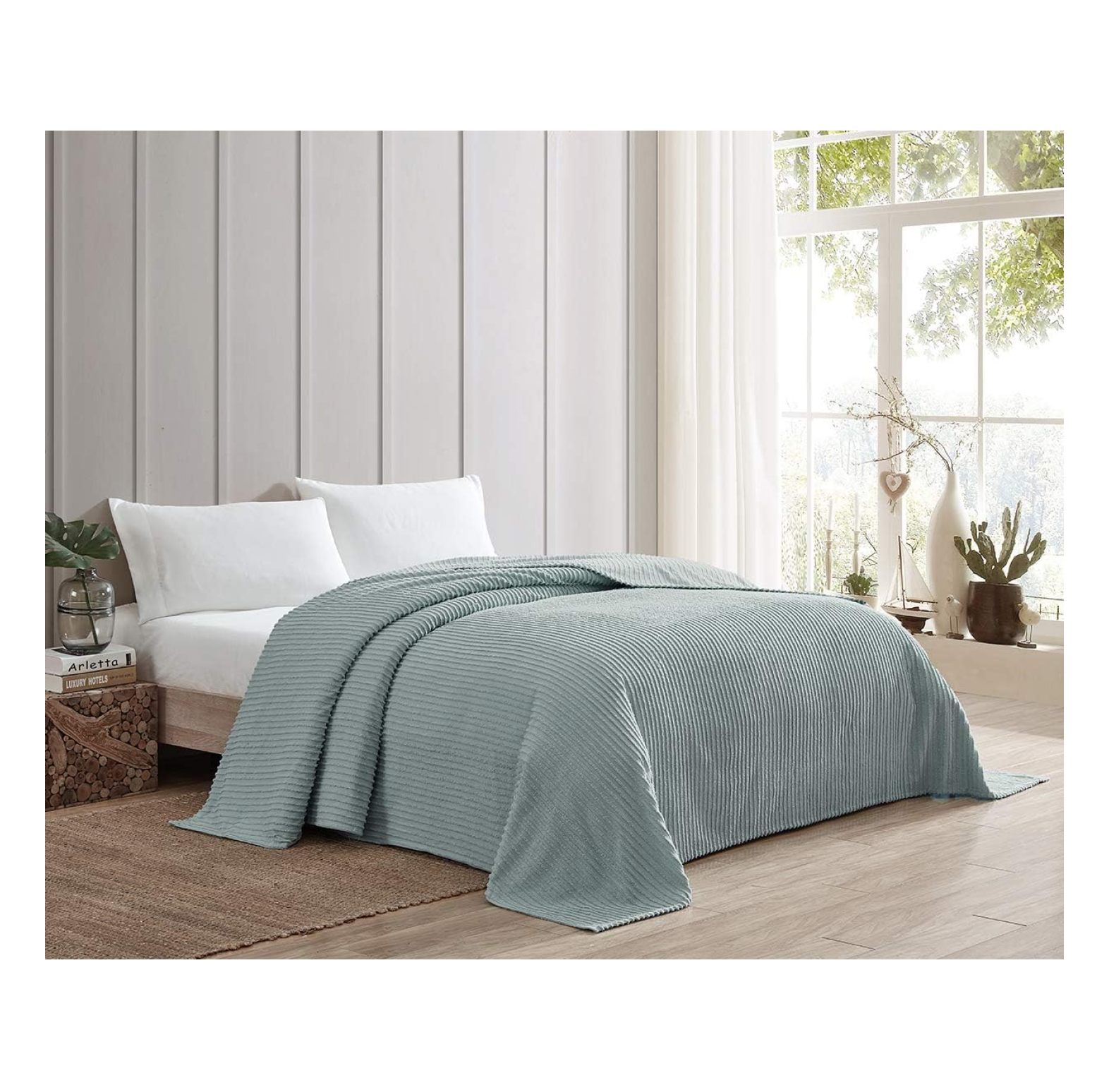 Channel Chenille Bedspread, Full, Blue