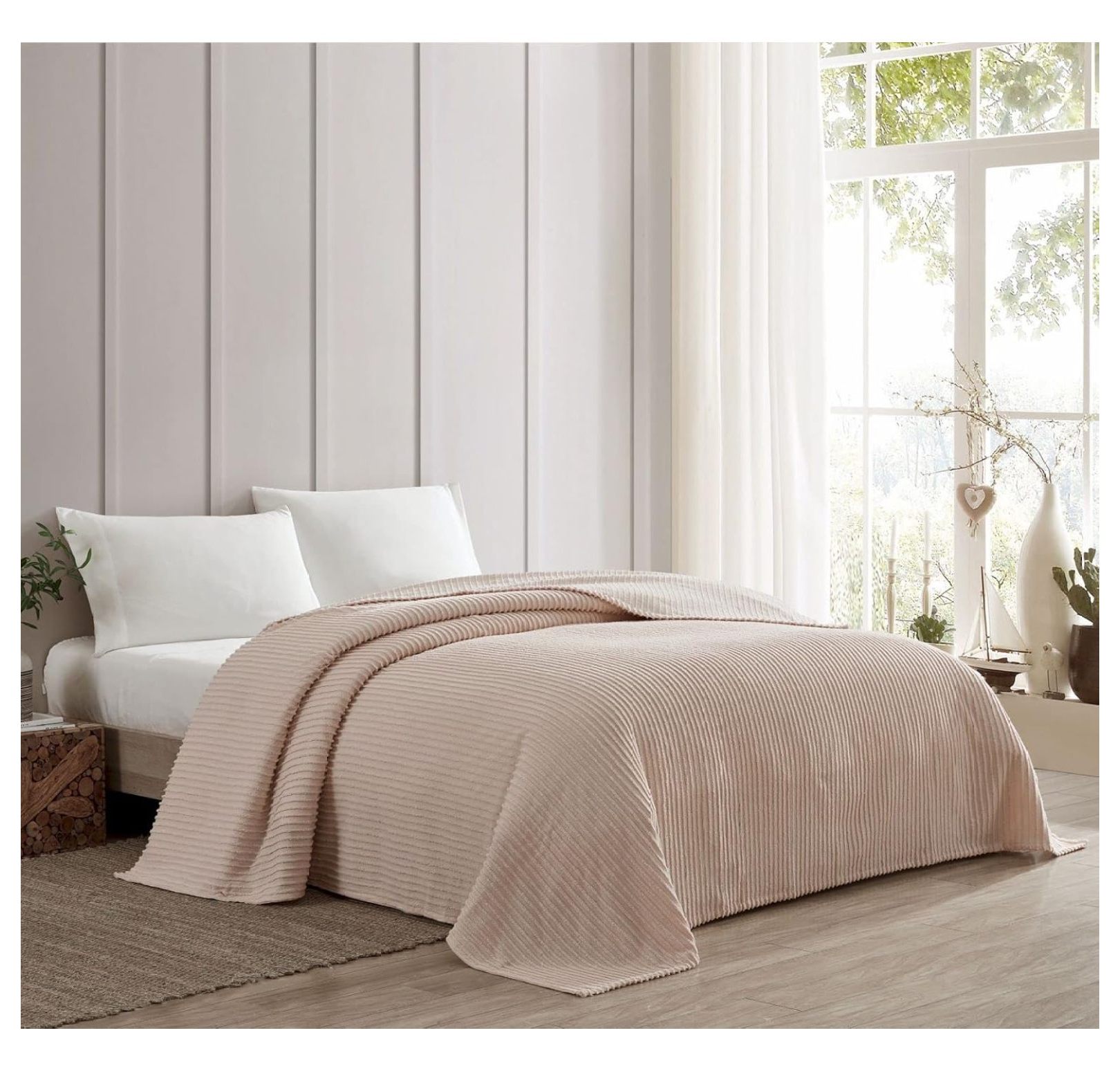 Channel Chenille Bedspread, Full, Blush