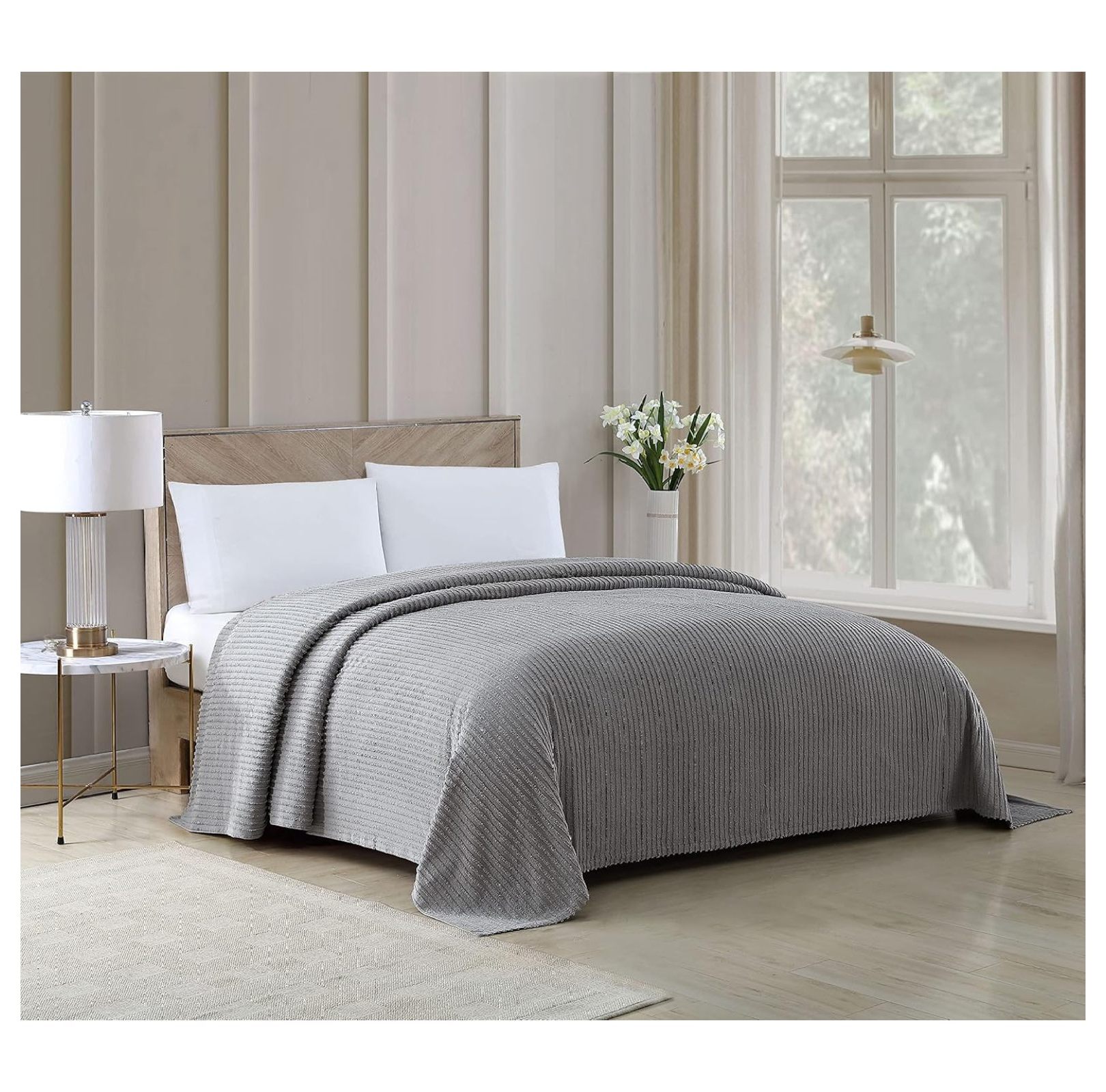 Channel Chenille Bedspread, Full, Gray