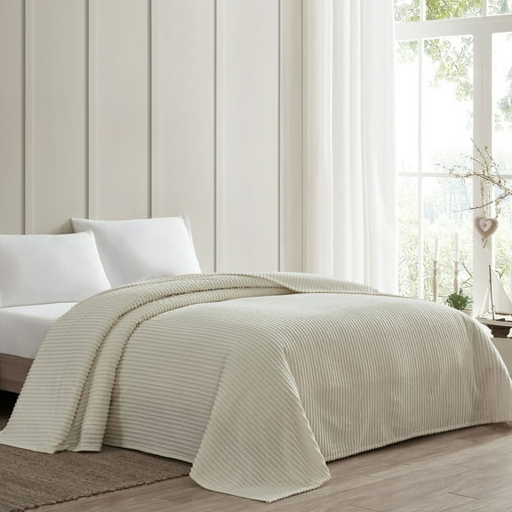 Channel Chenille Bedspread Ivory Twin