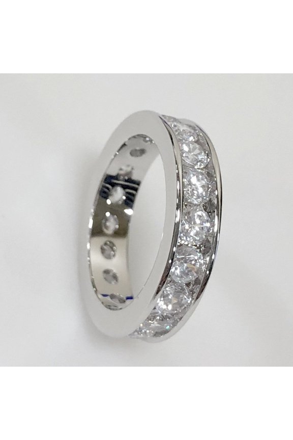 Channel Eternity Band CZ Bling Bling Ring in Rhodium