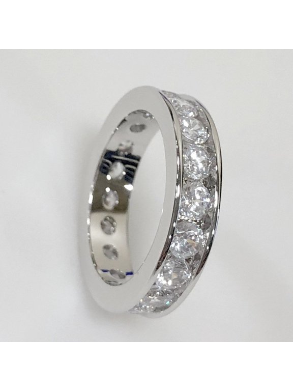 Channel Eternity Band CZ Bling Bling Ring in Rhodium