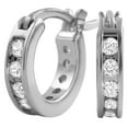 thumbnail image 1 of Channel Hoop VVS Moissanite Earrings .925 Sterling Silver, 1 of 2