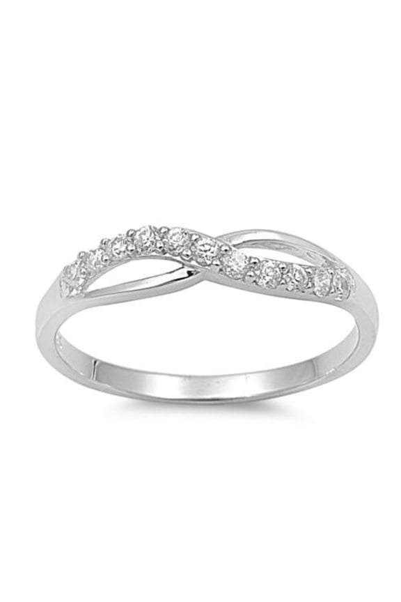 Channel Infinity Cubic Zirconia Ring Sterling Silver 925