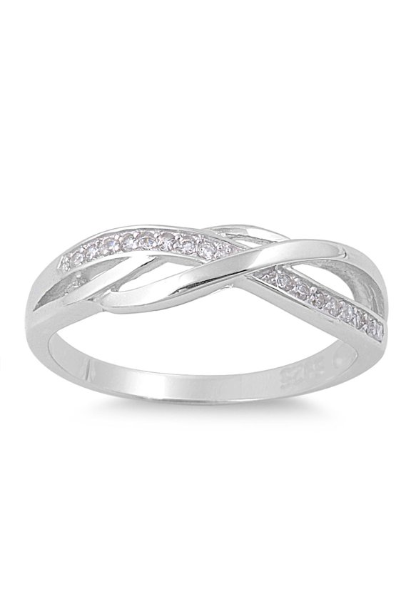 Channel Infinity Cubic Zirconia Ring Sterling Silver 925