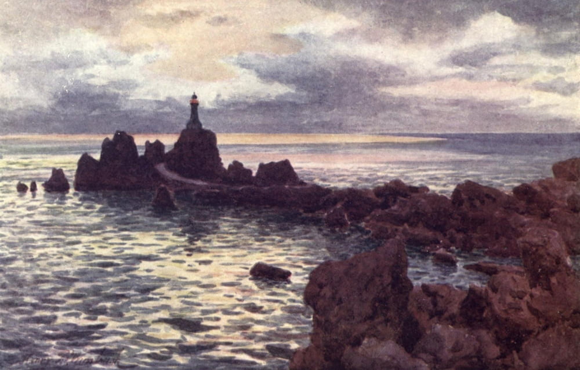 Channel Islands 1911 La Corbiere Lighthouse Jersey Canvas Art - Henry Bowser Wimbush (18 x 24)