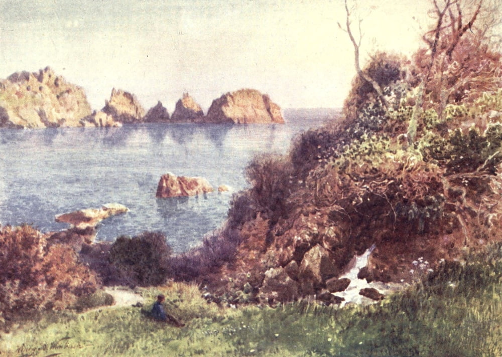 Channel Islands 1911 Moulin Huet Guernsey Canvas Art - Henry Bowser Wimbush (24 x 36)